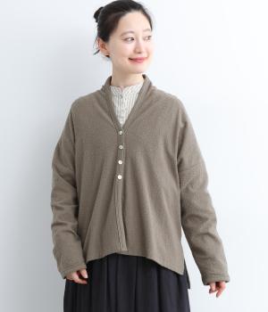 コットン変形パイルジャカード起毛カーディガン