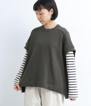 コットン裏毛リブワイドベスト