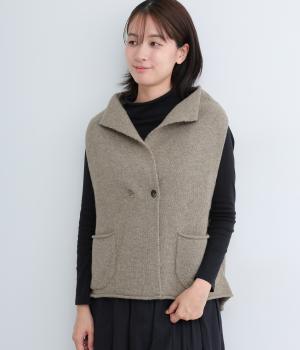 ウール×リサイクルナイロン　ボタンベスト(モカ-F)