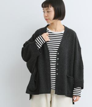 ウール×リサイクルナイロン　2wayドルマンカーディガン