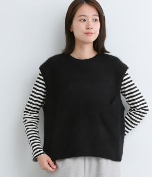 フォックスウール　ポケットベスト(ブラック-F)