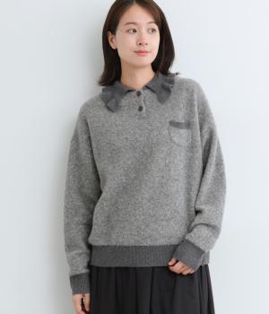 ブークレヤーン　フリル襟ニットプルオーバー