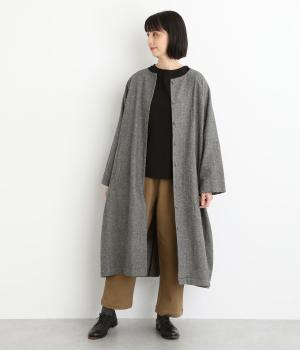 コットンリネン先染めツイル起毛ワンピースコート