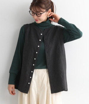 9番手リネン　前後2WAYベスト(ブラック-ONESIZE)