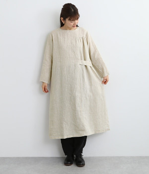 一部別注｜14番手リネン　アシンメトリーベルトギャザーワンピース