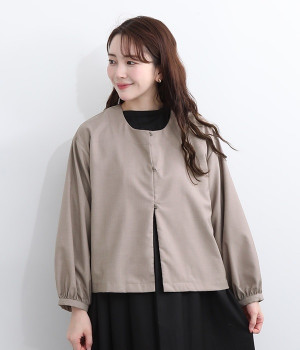 ボリューム袖くるみボタンショート羽織