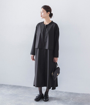 レイヤード風ワンピース(ブラック-ONESIZE)