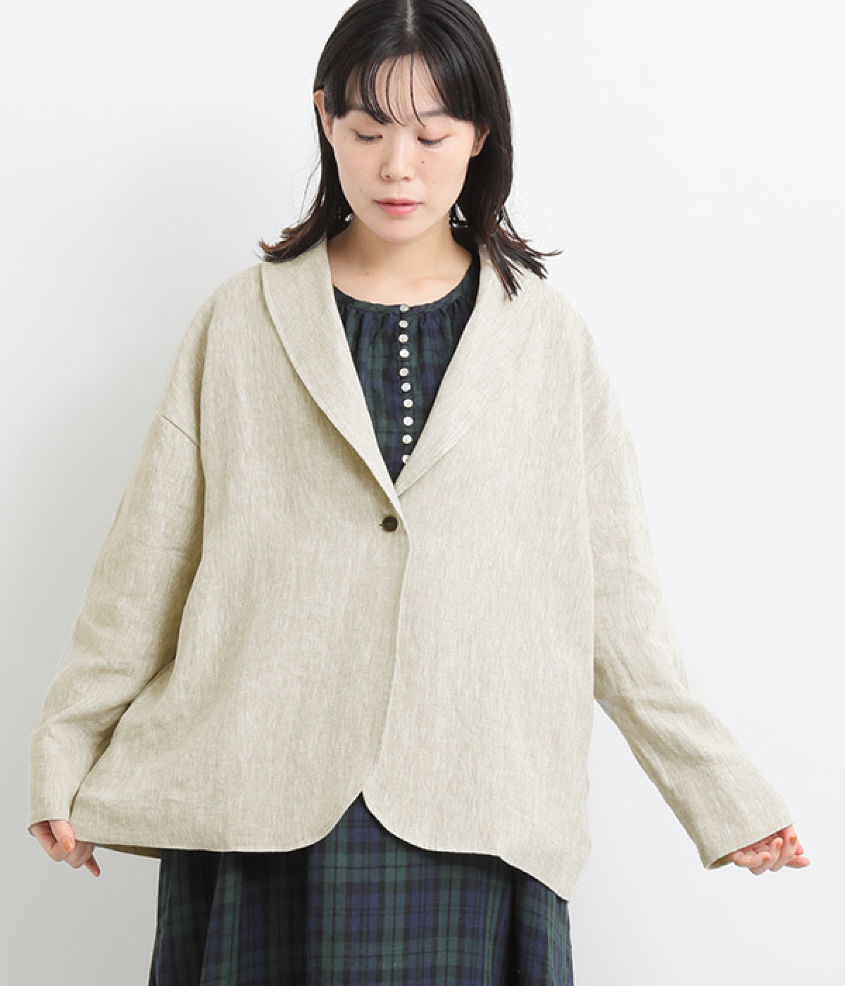9番手リネン ショールカラージャケット（08Mab）の商品詳細