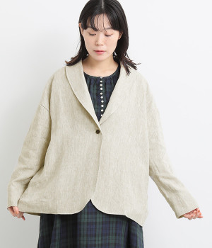 9番手リネン　ショールカラージャケット