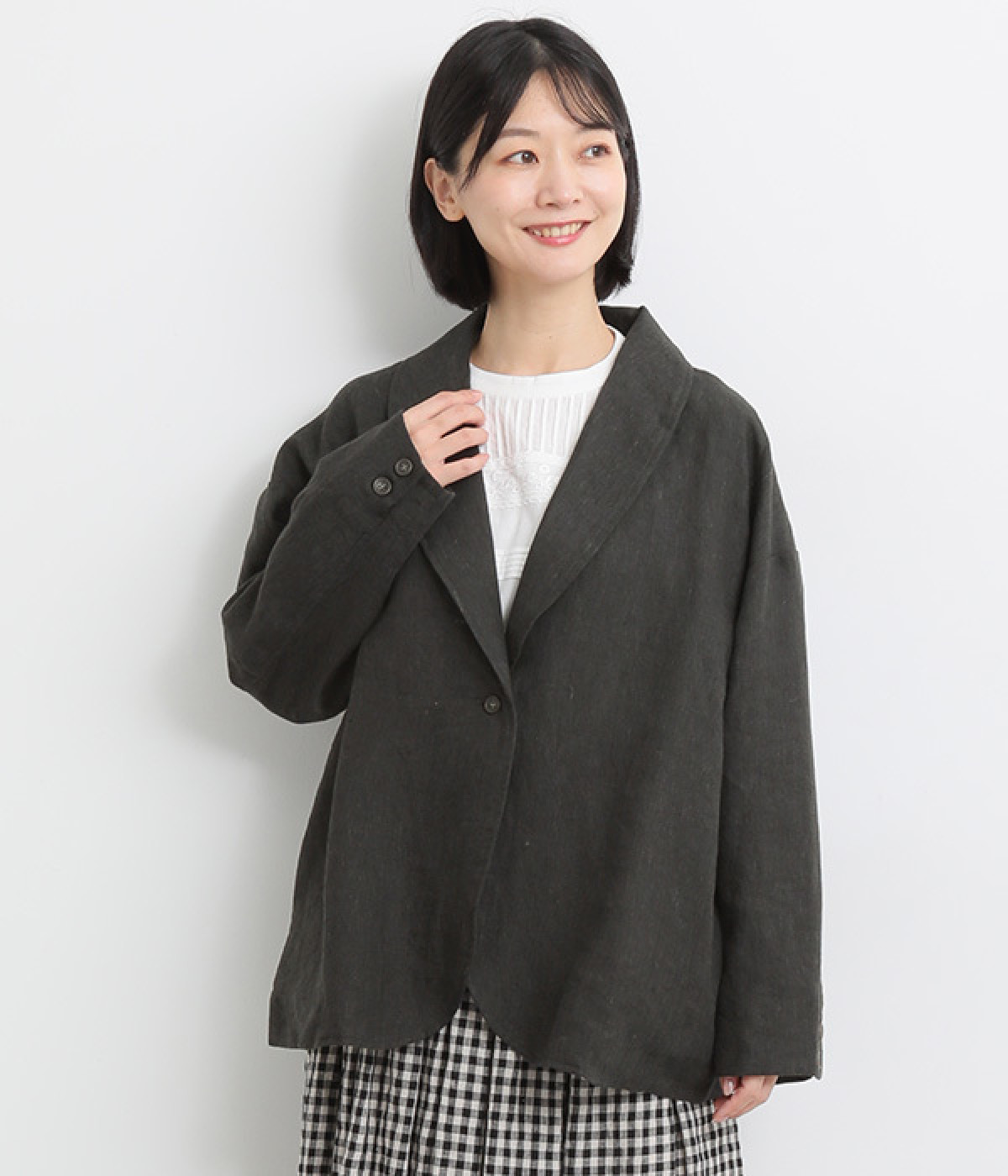 9番手リネン ショールカラージャケット（08Mab）の商品詳細