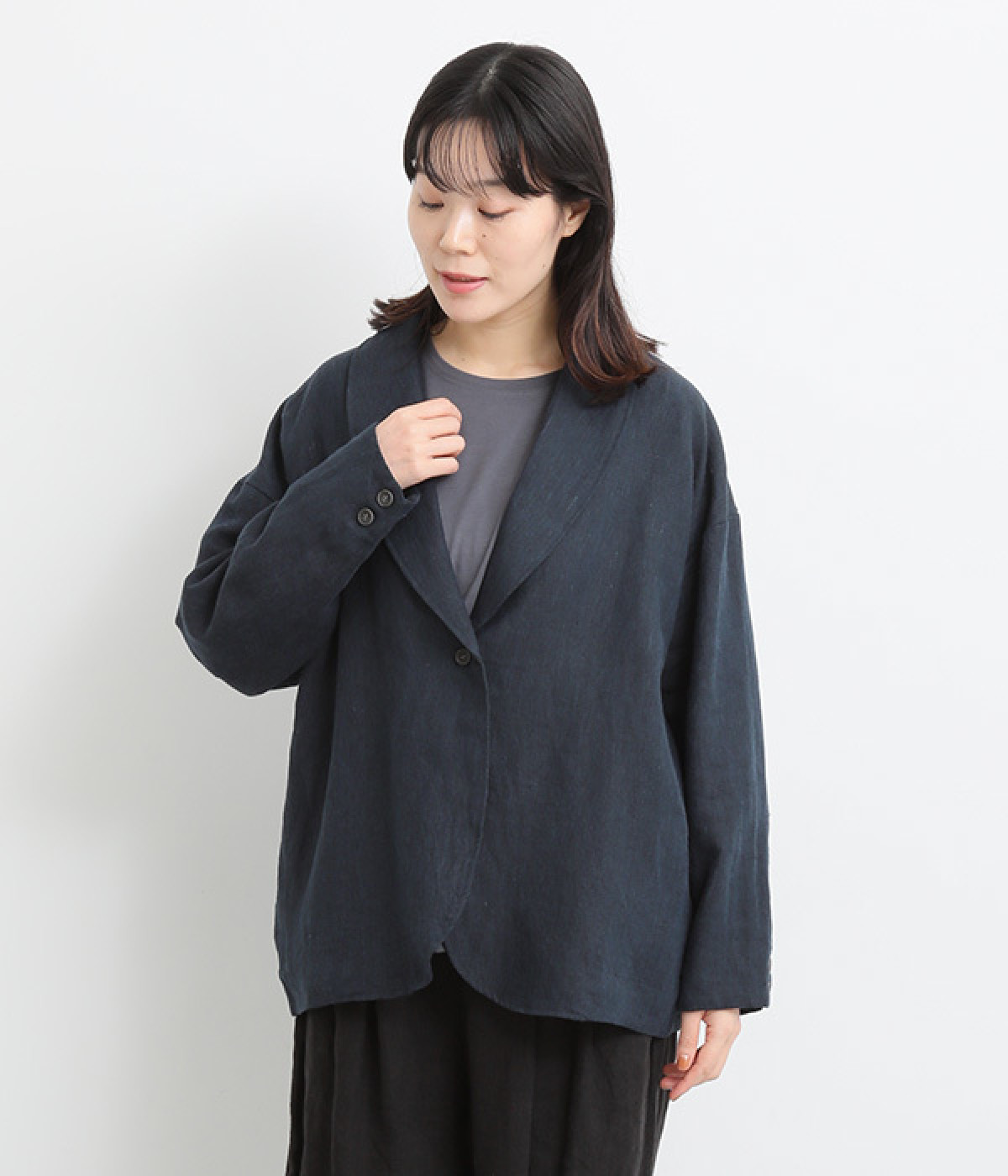 9番手リネン ショールカラージャケット（08Mab）の商品詳細