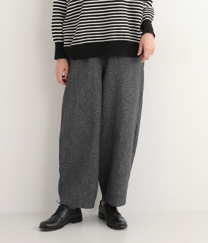 コットンリネンダブルガーゼ 切り替えバルーンパンツ