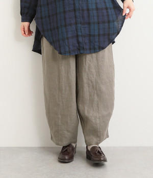 9番手起毛 リネン切り替えバルーンパンツ