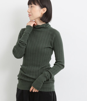 コットンリブハイネックニット