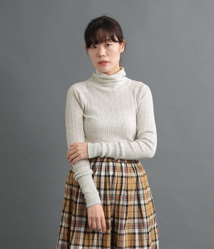 コットンリブハイネックニット(オートミール-ONESIZE)