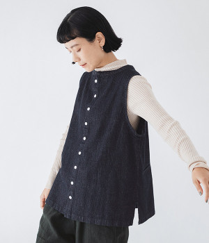 コットンリネンデニム2WAYベスト