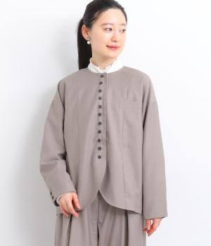 ラウンドネック多ボタンジャケット