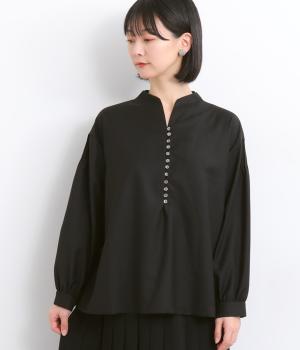 多ボタンデザインブラウス(ブラック-F)