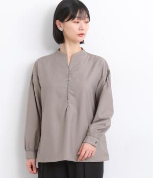 多ボタンデザインブラウス(グレージュ-F)