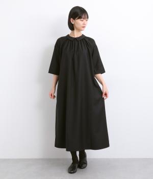 2way襟付きワンピース(ブラック-F)