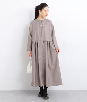 ギャザー切り替え前あきワンピース