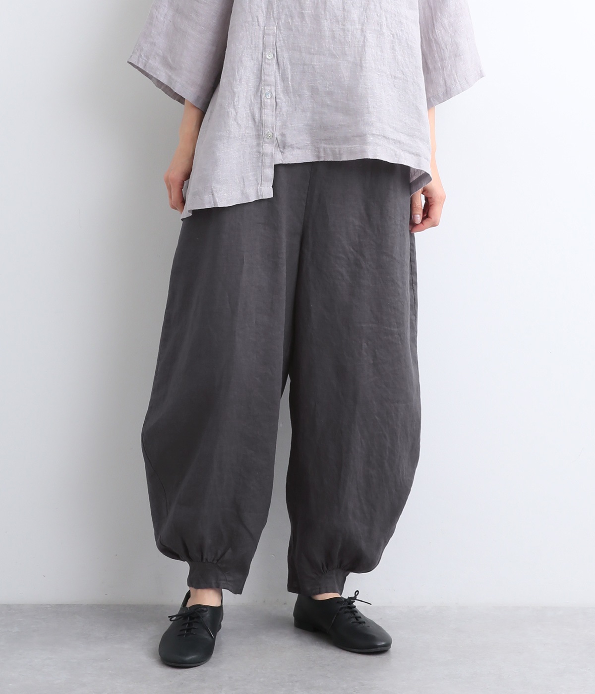 14番手リネン　後ゴム付きピエロパンツ