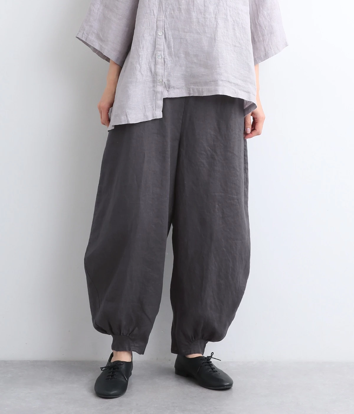 14番手リネン　後ゴム付きピエロパンツ