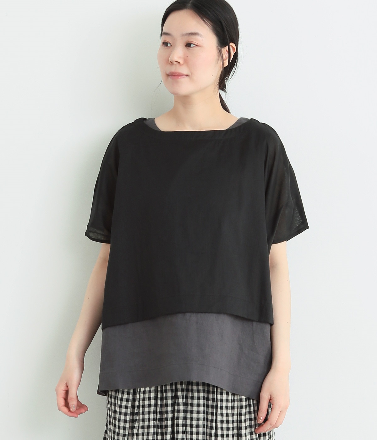 別注｜14番手リネン　レイヤードトップスセット