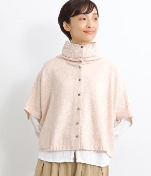 ポリコットンニット前あきポンチョ