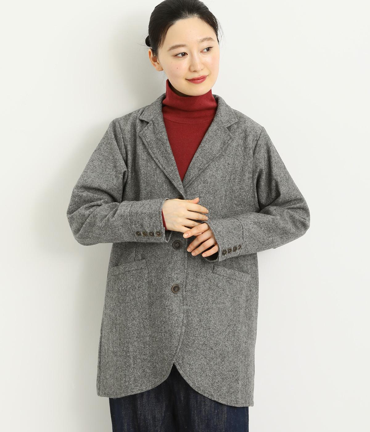 ウールツイードテーラージャケット(チャコール-F)