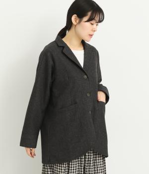 ウールツイードテーラージャケット(ブラックネイビー-F)