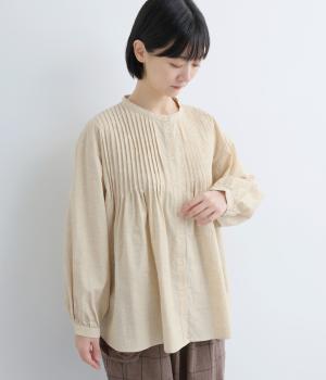 コットンリネンピンタック前あきブラウス