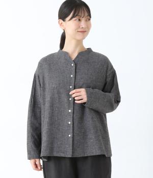 コットンリネンダブルガーゼ前あきブラウス