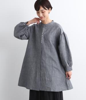 コットンリネンオックス多ボタンチュニック