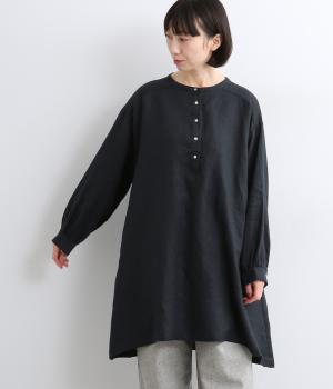 ボリューム袖ヘンリーあきチュニック(ネイビー-F)