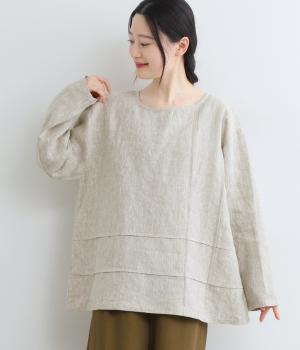 9番手リネンタックデザインプルオーバー(グレージュ-F)