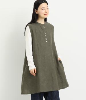 9番手リネン比翼あきロングベスト