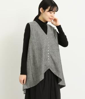 ウールツイード多ボタンベスト