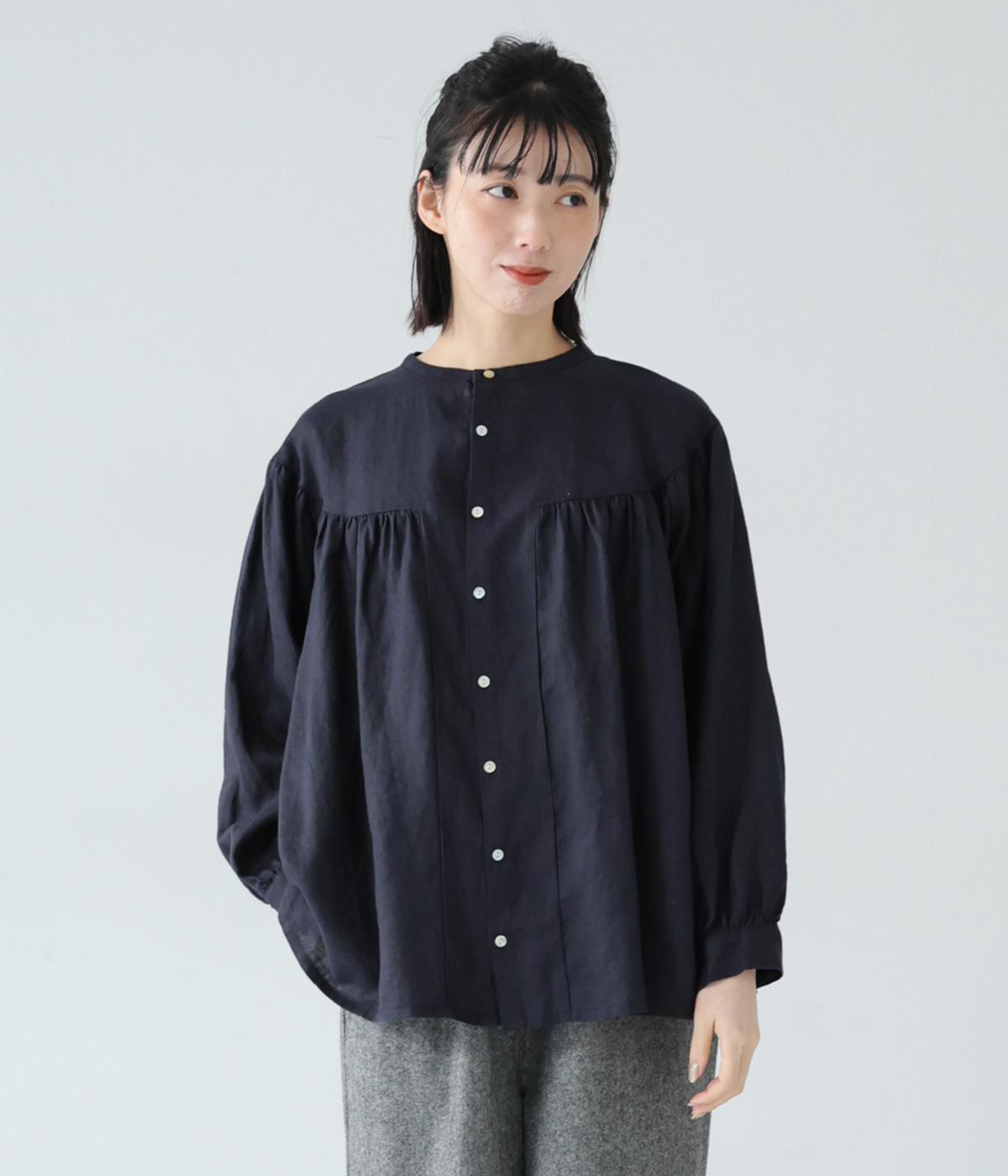 14番手リネンギャザー切り替えボリュームブラウス（08Mab）の商品詳細