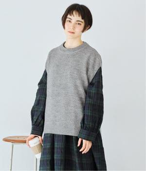 アクリルウール鹿の子編みベスト(グレー-F)