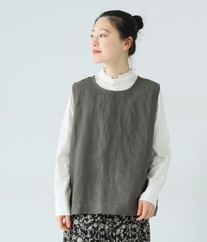 9番手リネン前後差ベスト(チャコール-F)