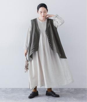 14番手リネン2wayピンタックワンピース