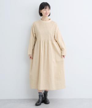 コットンリネン細ピンタックワンピース(キナリ-F)