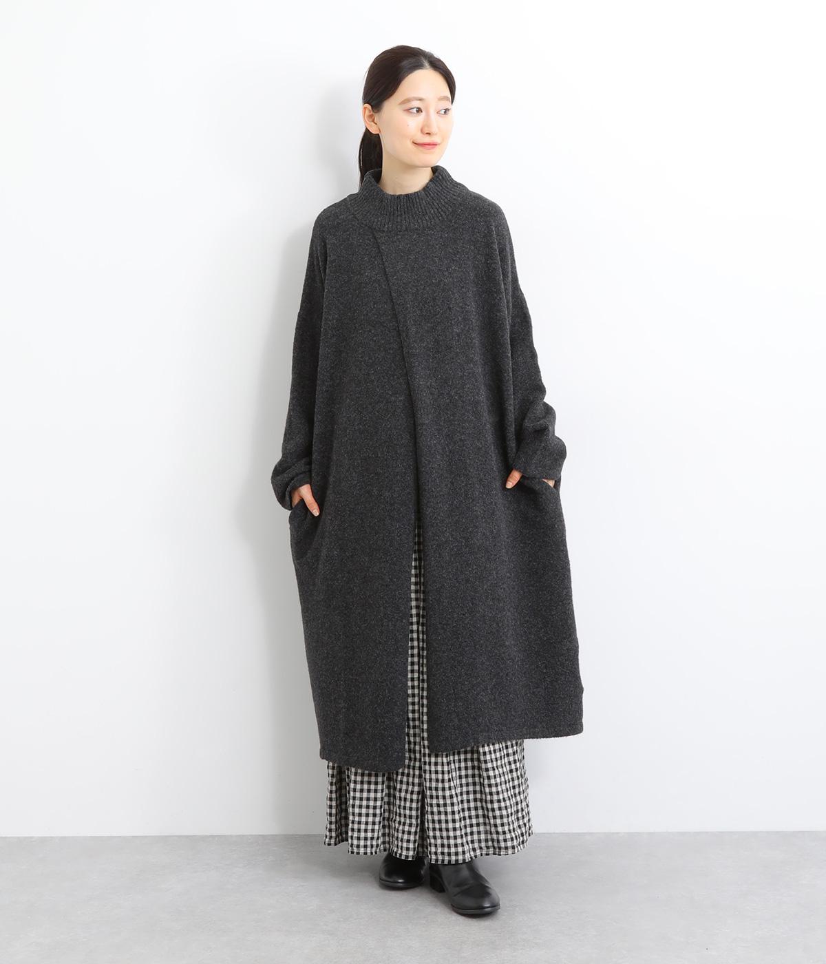 ポリコットンニット重ねワンピース(チャコール-F)