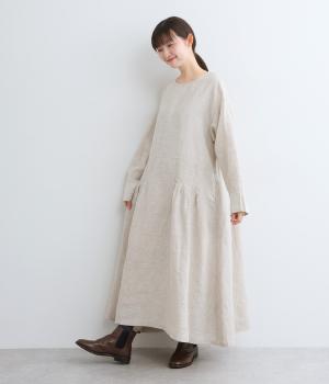 14番手リネンローウエストピンタックワンピース（08Mab）の商品詳細