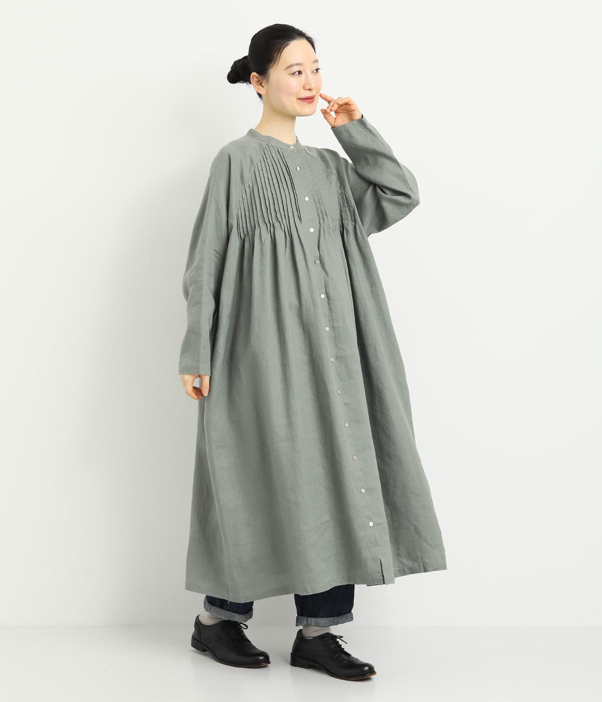 14番手リネンラグランスリーブ前あきワンピース（08Mab）の商品詳細