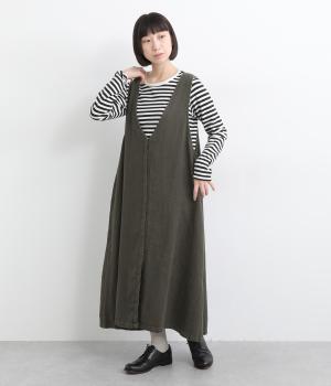 コットンリネン起毛比翼あきジャンパースカート