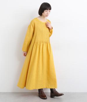 14番手リネン細ピンタックワンピース