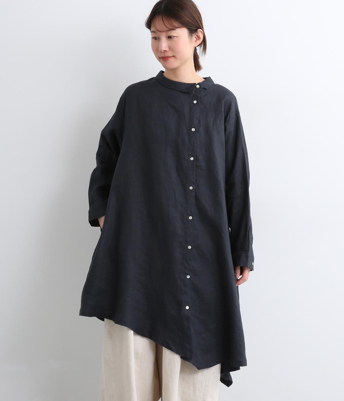 14番手リネンずれたシャツ襟チュニック（08Mab）の商品詳細