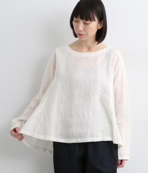 リネンシャンブレーAラインギャザープルオーバー(オフ-F)